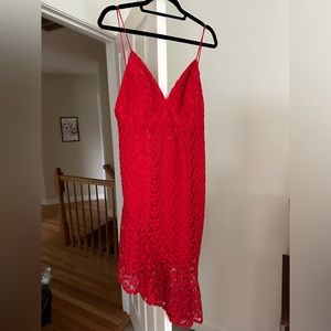 Bright Red Angled Midi Dress